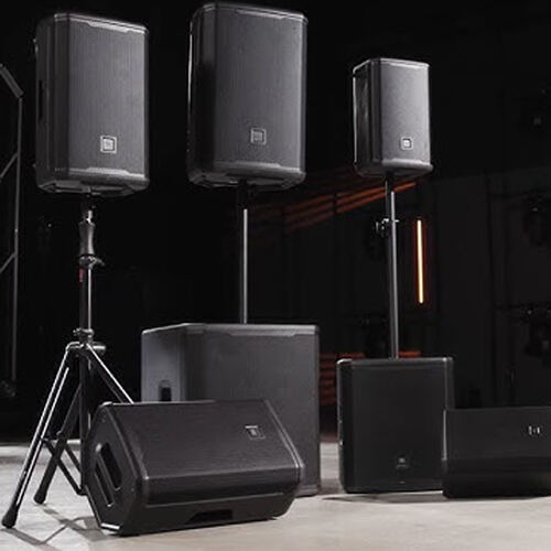 Event speaker on a stand for an audio video rental in Chatham and Windsor